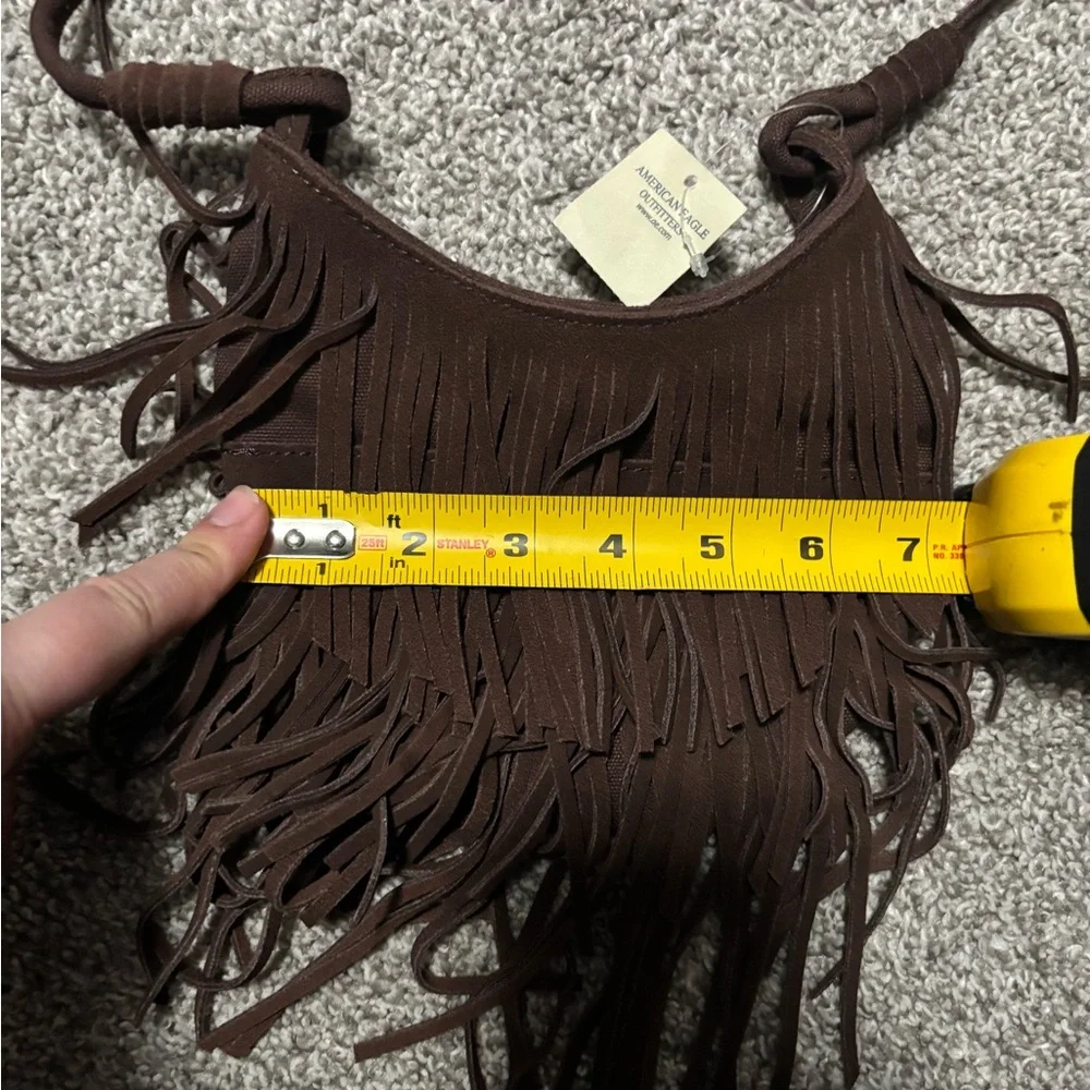 American Eagle Boho Fringe Mini Purse Bag Brown - Picture 6 of 7